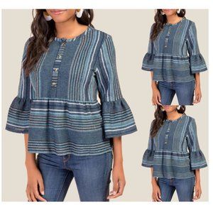 Francesca’s Blue Rain Boho top szM